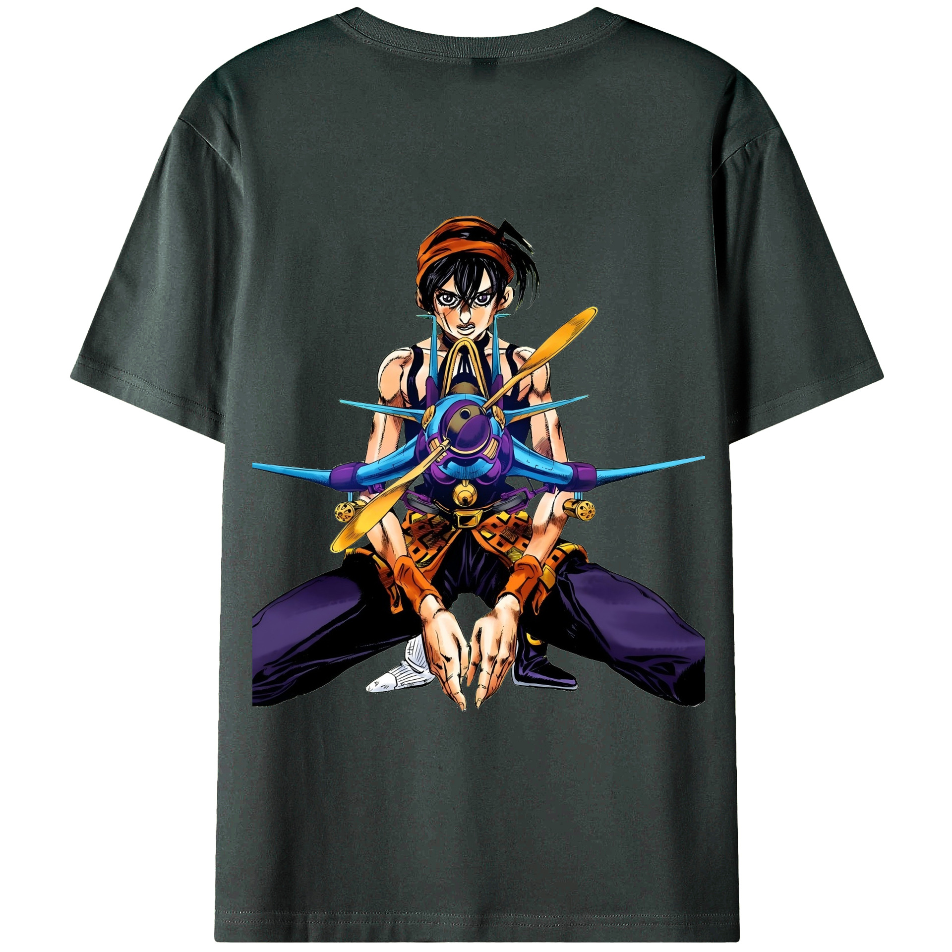 （画像用） ジョジョの奇妙な冒険 ナランチャ?ギルガ JoJo's Bizarre Adventure Narancia Ghirga 綿100％ メンズ半袖Tシャツ（バックプリント） 通気性